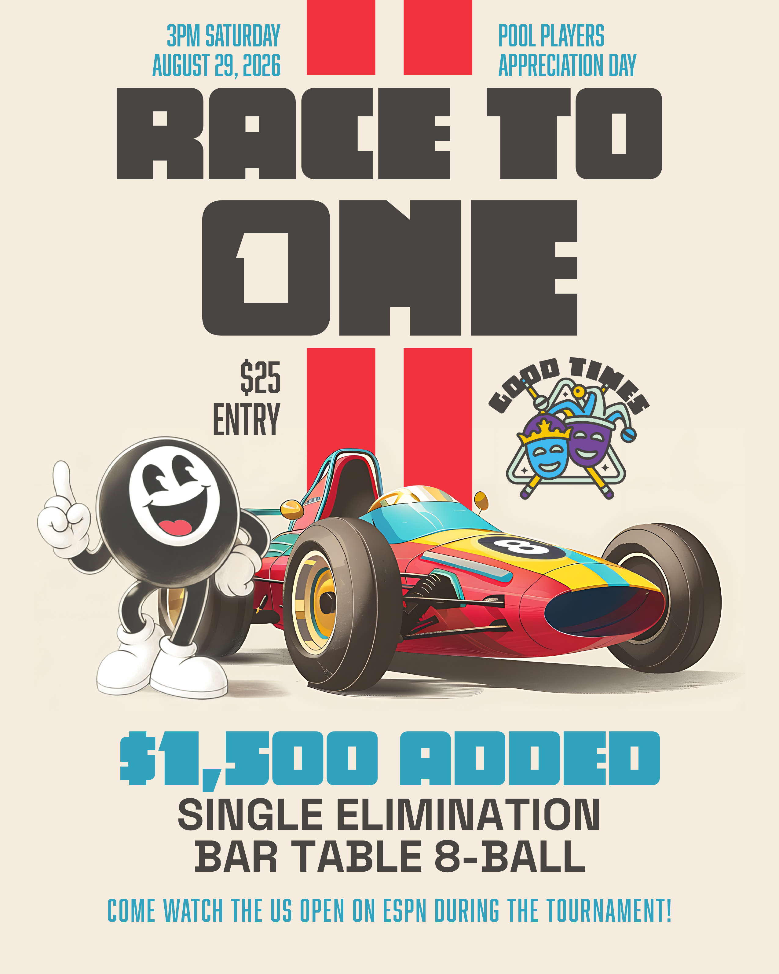 Pool Players Appreciation Day — Race to One, August 29, 2026